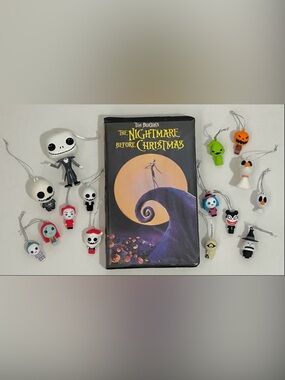 Tim Burton's The Nightmare Before Christmas VHS & Funko Pop Christmas Ornaments